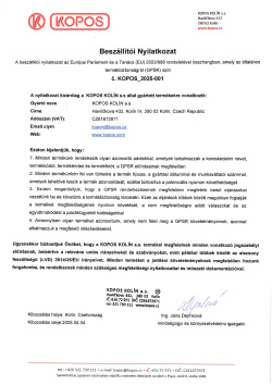 Szállítói nyilatkozat (GPSR) 2023/988