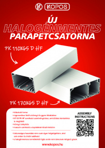 Új halogénmentes parapetcsatorna PK 110X65 D HF, PK 170X65 D HF